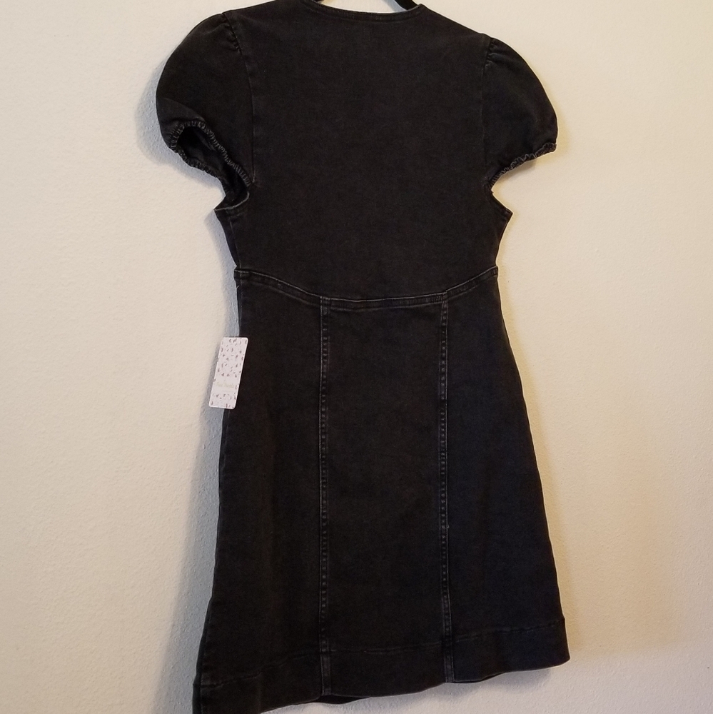 Free People Something Sweet Mini black denim dress - Picture 7 of 8